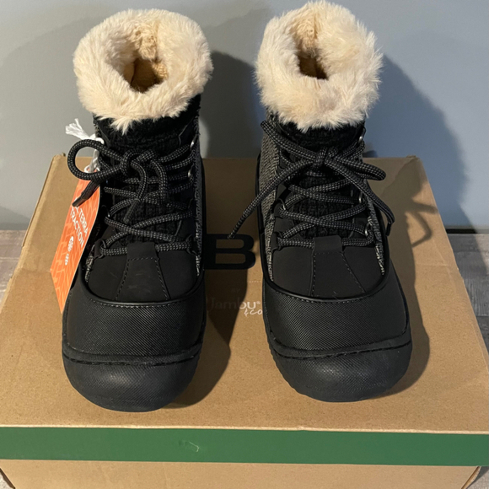 JBU by Jambu Womens Jane Black Boots Size 6 Slip On Lace Up Faux Fur